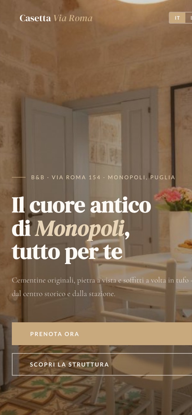 Sito di Casetta Via Roma B&B, versione smartphone